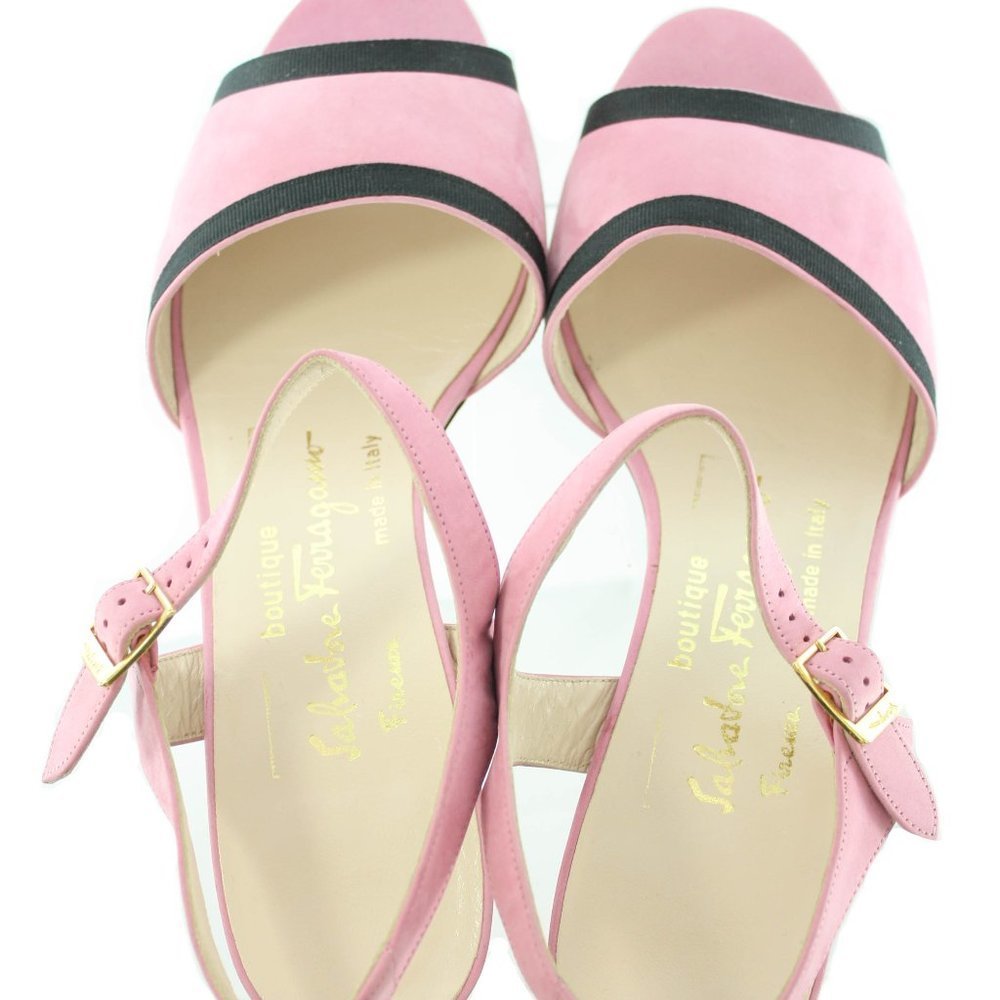SALVATORE FERRAGAMO Pink Low Heel Sandals Open Toe Size 9